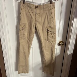 Hollister Baggy Cargo Pants Mens S (30x32) Beige Distressed Skater Y2K